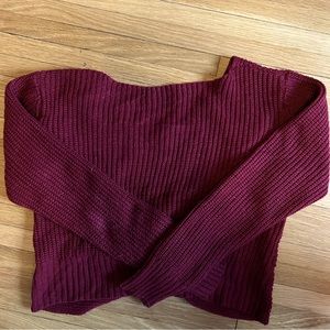 Burgundy cropped sweater, warm, reversible